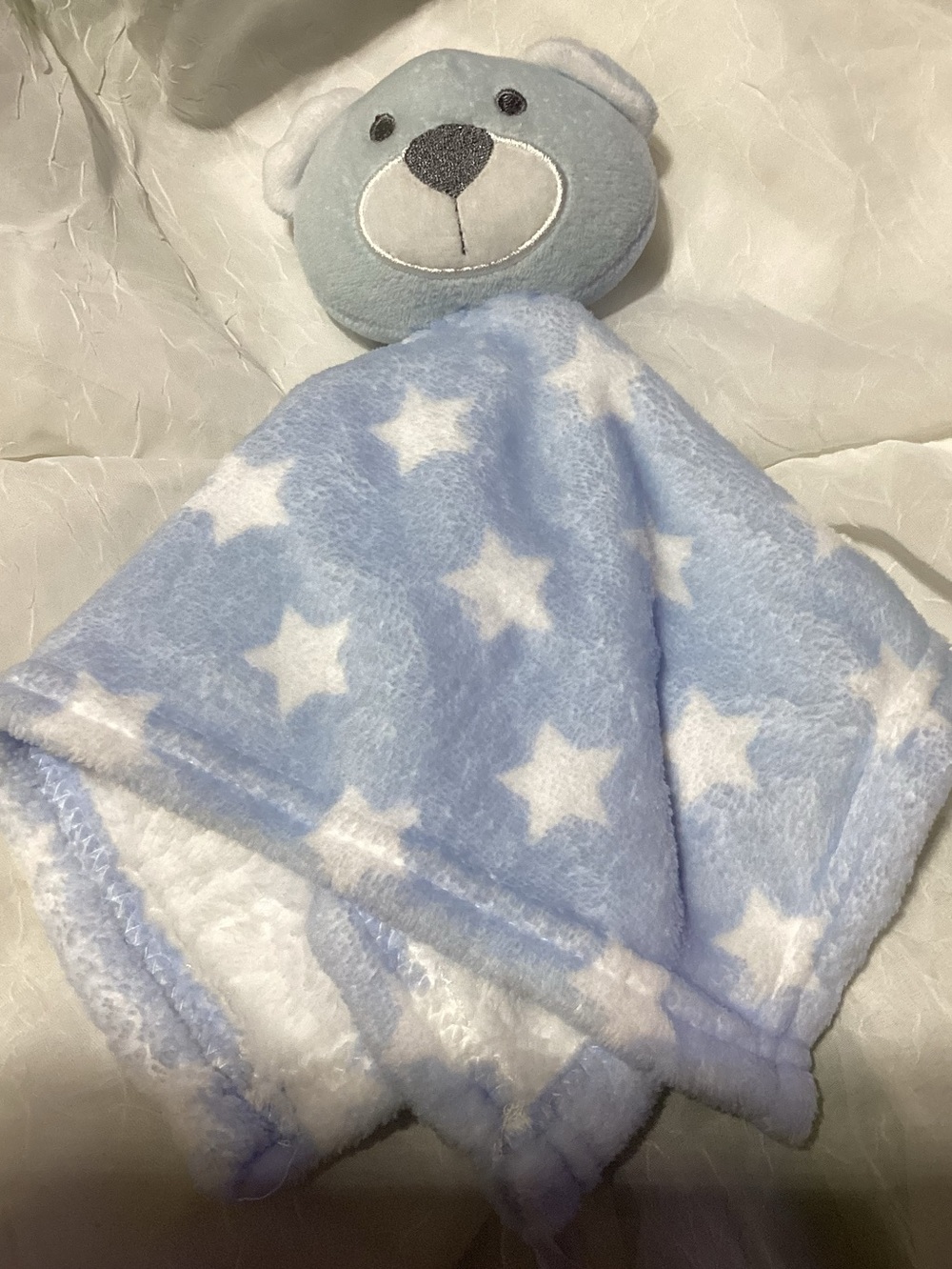 Swiggles Teddy Bear Light Blue & White Star Plush Baby Lovey Security Blanket